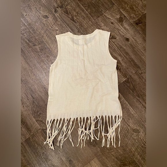 Nordstrom Sol Angeles Ola Tee Tank Top Small Frayed vintage fringed crop top - Picture 6 of 6